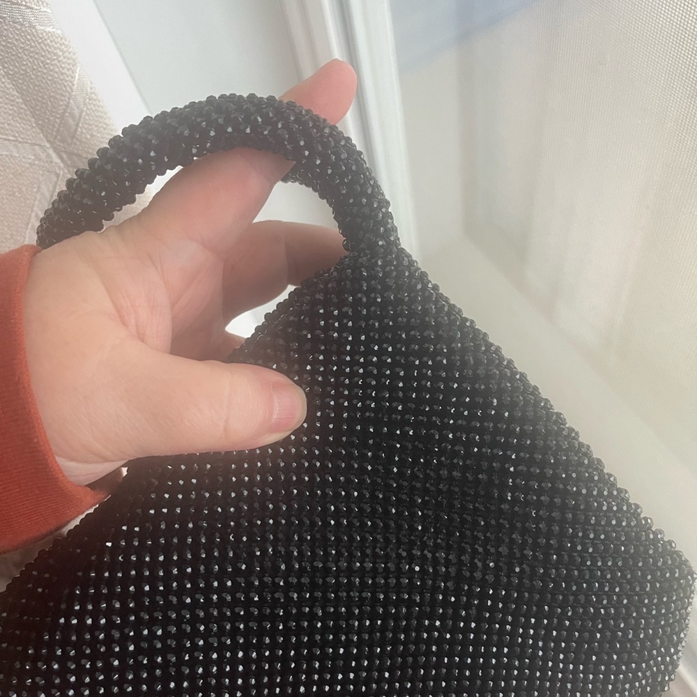 Chic Black Beaded Clutch